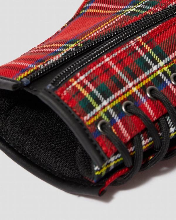 Dr Martens Dětské Kotníkové Boty Youth 1460 Tartan Červené Hnědé, CZ-092318